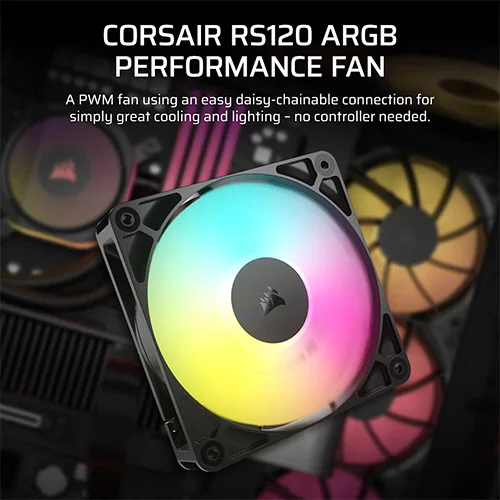 Corsair RS120 ARGB Black 120mm PWM Cabinet Fan (Single Pack)